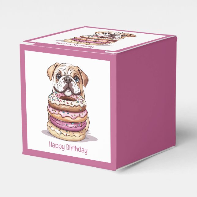 Happy Birthday English Bulldogs Geschenkschachtel (Vorderseite)