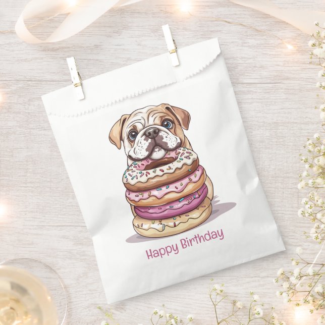 Happy Birthday English Bulldogs Geschenktütchen (Ausgeschnitten)