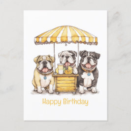 Happy Birthday English Bulldogs Lemonade Stand Postkarte