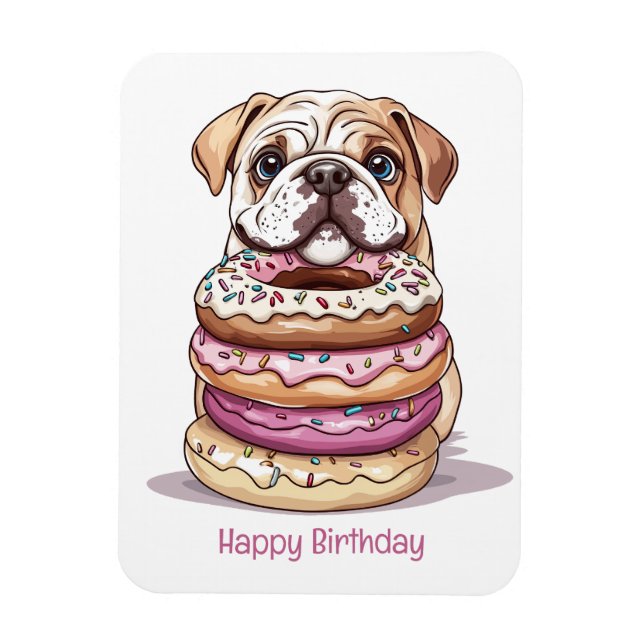Happy Birthday English Bulldogs Magnet (Vertikal)