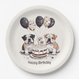 Happy Birthday English Bulldogs Pappteller