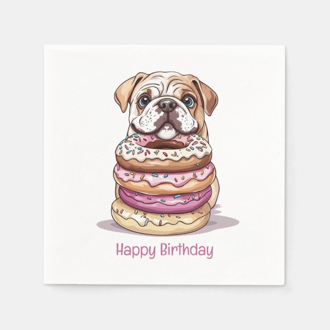 Happy Birthday English Bulldogs Serviette (Vorderseite)
