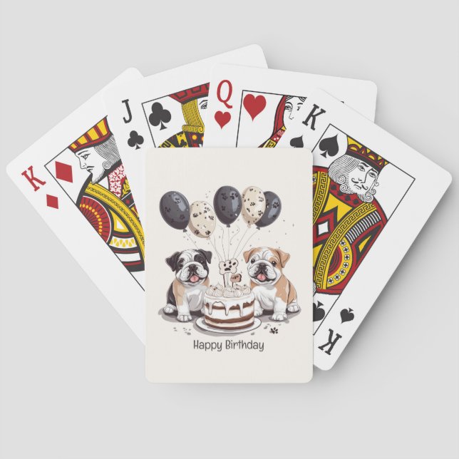 Happy Birthday English Bulldogs Spielkarten (Rückseite)