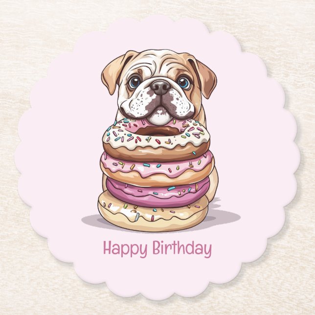 Happy Birthday English Bulldogs Untersetzer (Vorderseite)