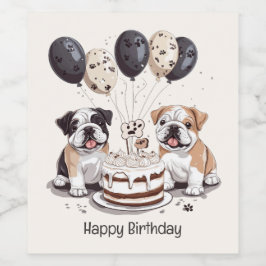 Happy Birthday English Bulldogs Weinetikett