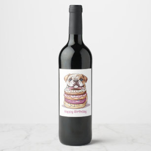 Happy Birthday English Bulldogs Weinetikett