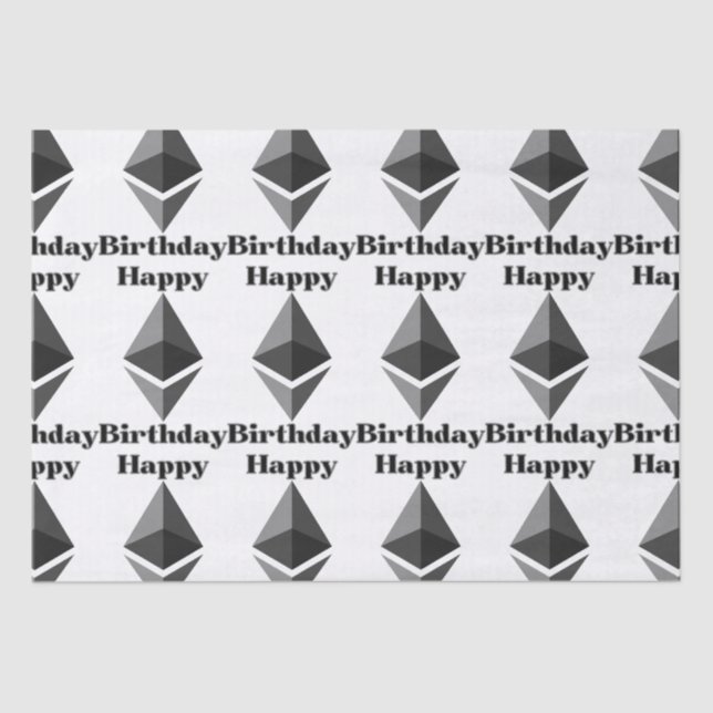 Happy Birthday Ethereum Icon Tissue Seidenpapier (Vorderseite)