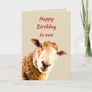 Happy Birthday Ewe Funny Sheep Animal Spaß Karte
