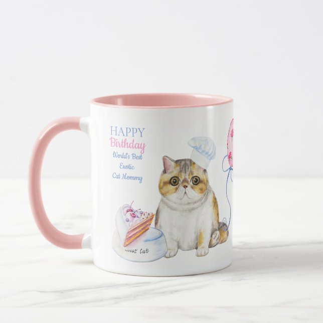 Happy Birthday EXOTIC Cat Mama - Personalisiert Tasse (Links)
