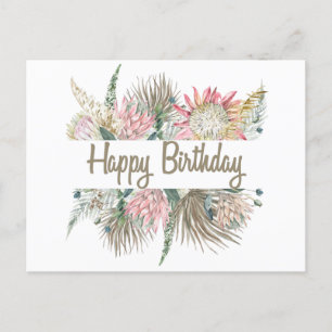 Happy Birthday Exotic Watercolor Blume, Verlassen Postkarte