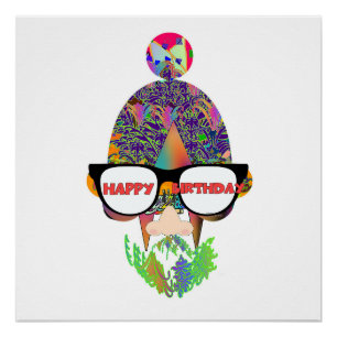 Happy Birthday Eyeglasses Novelty Poster
