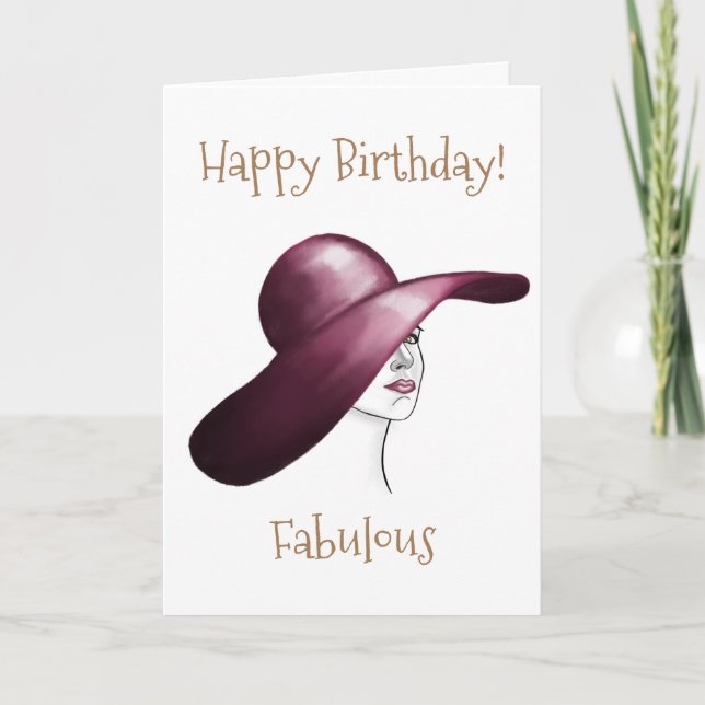 Happy Birthday Fabulous Elegant Zeichnend Frau Karte (Vorderseite)
