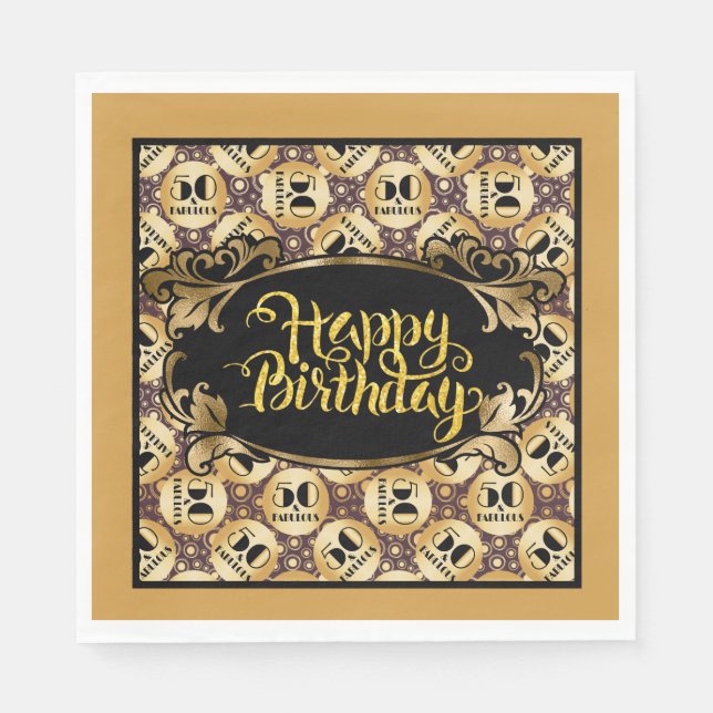 Happy Birthday Fabulous Fifty Serviette (Vorderseite)