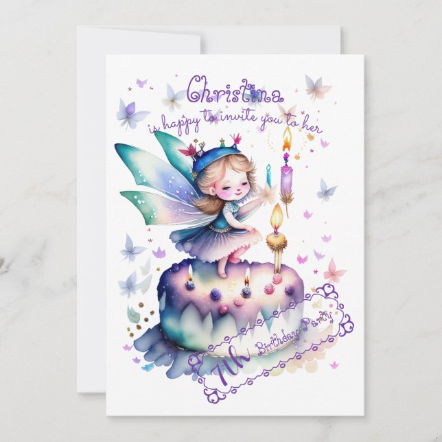 Happy Birthday Fairy 01 Einladung (Vorderseite)