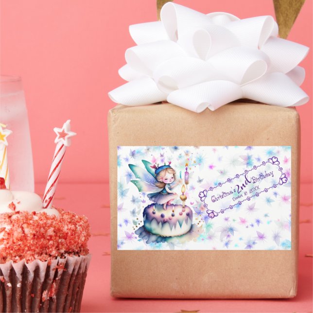 Happy Birthday Fairy 01 Rechteckiger Aufkleber (Party)