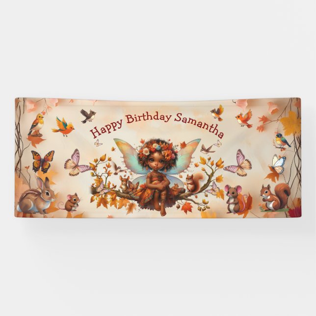 Happy Birthday Fairy Enchanted Forest Banner (Horizontal)
