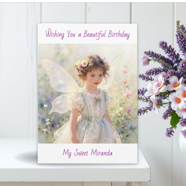 Happy Birthday Fairy Floral Themed Personalized  Karte (Von Creator hochgeladen)