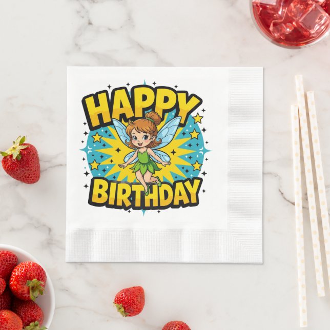 Happy Birthday Fairy Serviette (Beispiel)