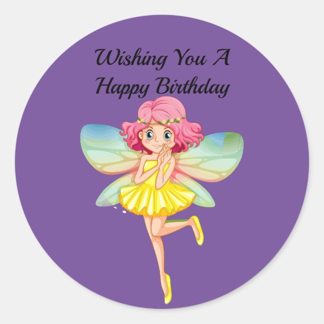 Happy Birthday Fairy Sticker (Vorderseite)