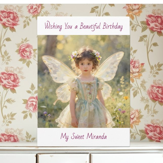 Happy Birthday Fairy Themed Personalized Girl's  Karte (Von Creator hochgeladen)