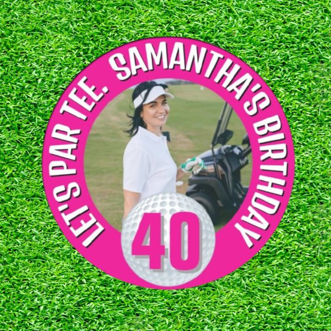 Happy Birthday Fantastic Pink Lady Golfer Runder Aufkleber (Celebrate in Style: A Pink Lady’s Birthday Par-tee!)