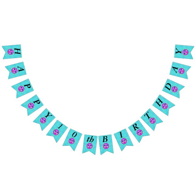 Happy Birthday Fantasy Lila Moon Yellow Stars Wimpelkette (Alle)