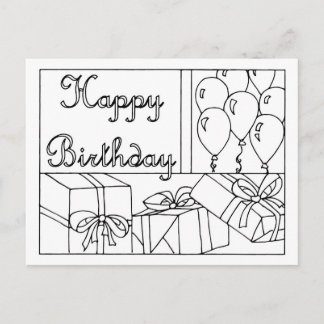 Happy Birthday Farbe it in Postcard Postkarte