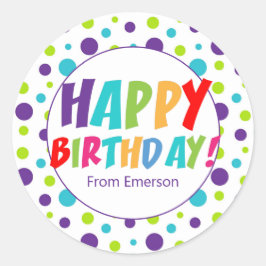 Happy Birthday farbenfrohe Angewohnheit Runder Aufkleber