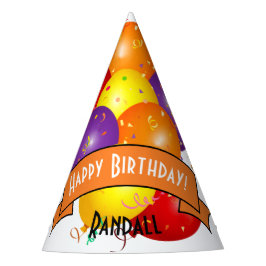 Happy Birthday farbenfrohe Ballon Vorlage Partyhütchen