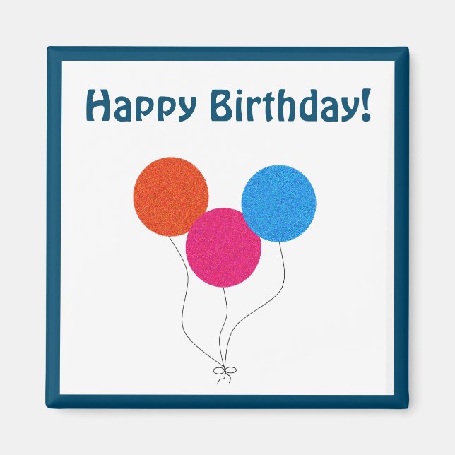Happy Birthday farbenfrohe Balloons Cartoon Magnet (Vorne)