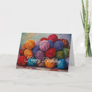 Happy Birthday farbenfrohe Balls of Wool Yarn Karte