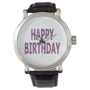 Happy Birthday farbenfrohe Botschaft Watch Armbanduhr
