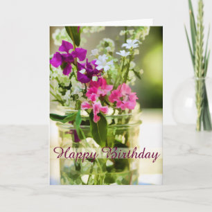 Happy Birthday farbenfrohe Bouquet Illustration Karte