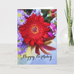 Happy Birthday farbenfrohe Bouquet Malerei Karte