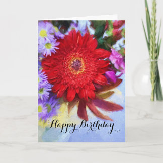 Happy Birthday farbenfrohe Bouquet Malerei Karte