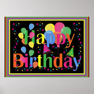 Happy Birthday farbenfrohe Feier Poster