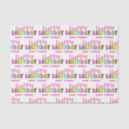 Happy Birthday farbenfrohe Kerzen Personalisiert Seidenpapier