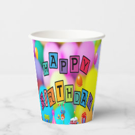 Happy Birthday farbenfrohe Paper Party Cup Pappbecher