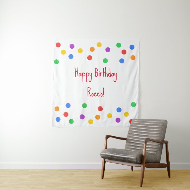Happy Birthday farbenfrohe Polka Dots Kinder Wandteppich (Beispiel)