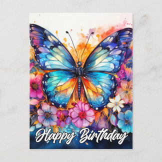 Happy Birthday | Farbenfrohe Schmetterlinge Postkarte