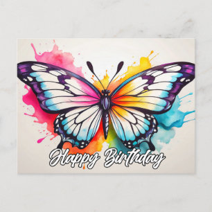Happy Birthday farbenfrohe schöne Schmetterling Postkarte