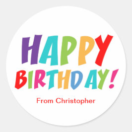 Happy Birthday farbenfrohe Typografie Runder Aufkleber