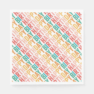 Happy Birthday farbenfrohe Typografie Serviette
