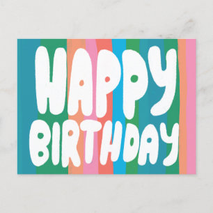 HAPPY BIRTHDAY Farbige Bubble-Lettern INDIVIDUELLE Postkarte