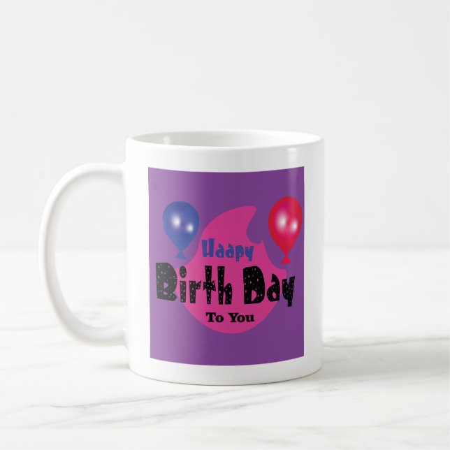 Happy Birthday – Farbige Party-Feiergestaltung Kaffeetasse (Links)