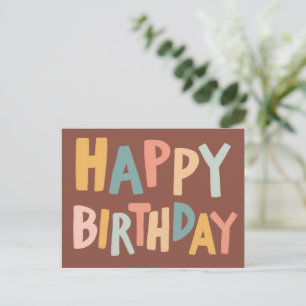 HAPPY BIRTHDAY Farbige Pastell-Handlettering Süß Postkarte