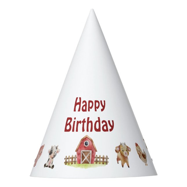 Happy Birthday Farm Animal Party Hat Partyhütchen (Vorderseite)