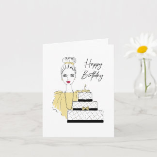 Happy Birthday Fashion Illustration Card Karte