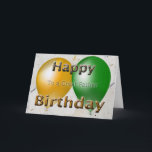 Happy Birthday Father Balloons Karte<br><div class="desc">Glückliche Geburtstagskarte für Ihren Vater mit grünen und goldenen Ballons.</div>