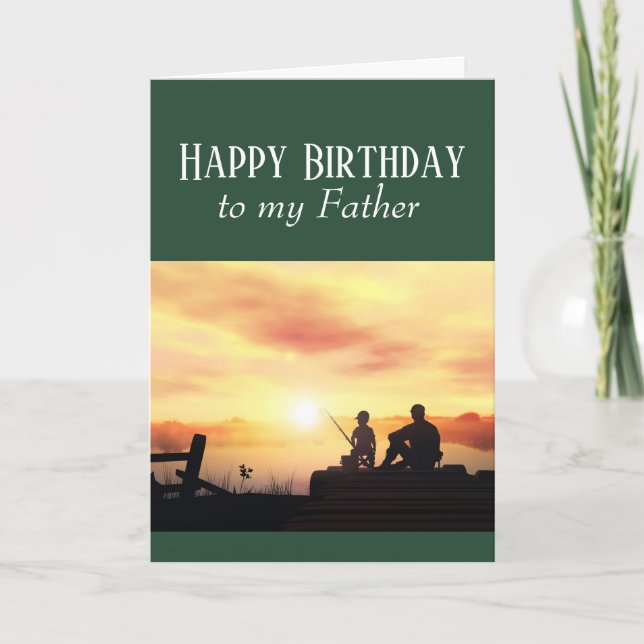 Happy Birthday Father Fishing Fisherman Fish Card Karte (Vorderseite)